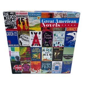 Re-Marks Great American Novels 1000 Piece Puzzle Colorful Book Cover Design